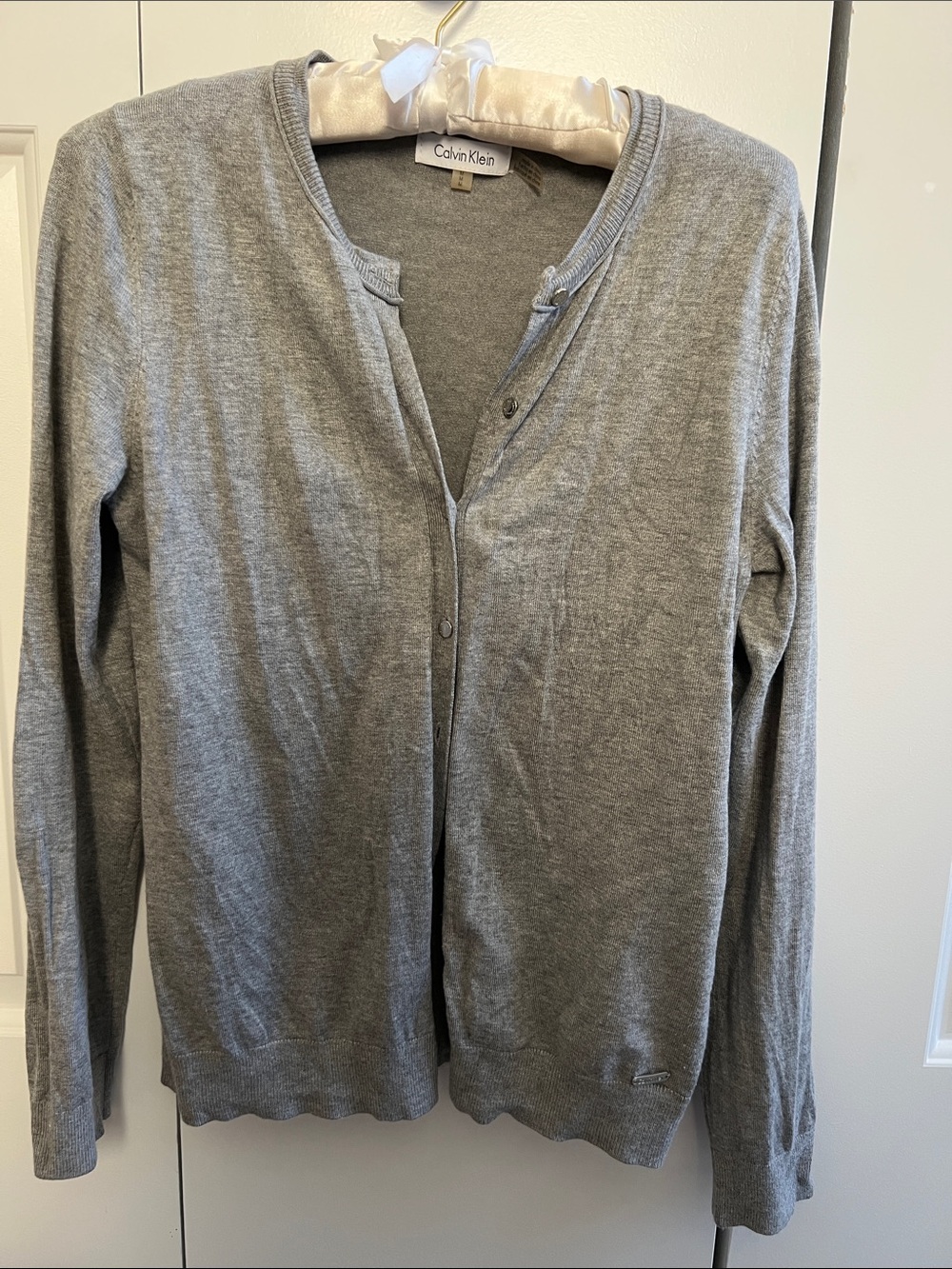 Calvin Klein Light Gray Button-Up Cardigan